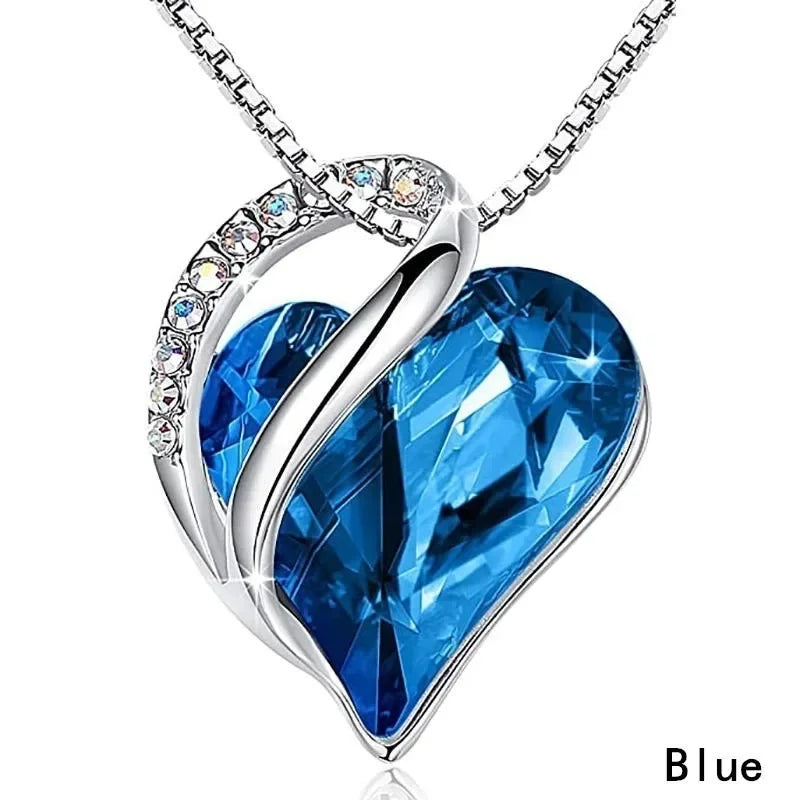 Sterling Silver Birthstone Necklace for Women | Infinity Love Heart with Healing Crystals