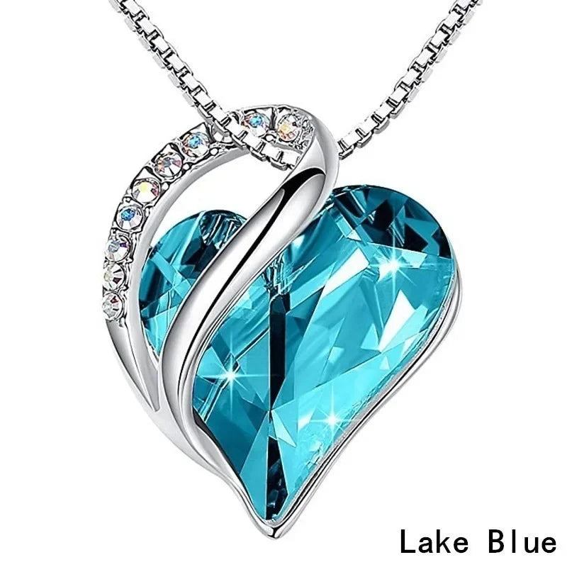Sterling Silver Birthstone Necklace for Women | Infinity Love Heart with Healing Crystals