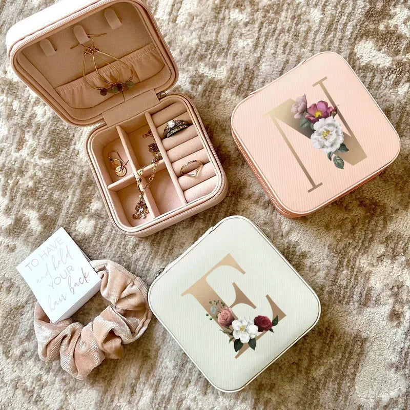 Personalised Initial Letter Travel Jewellery Box | Luxury Gift