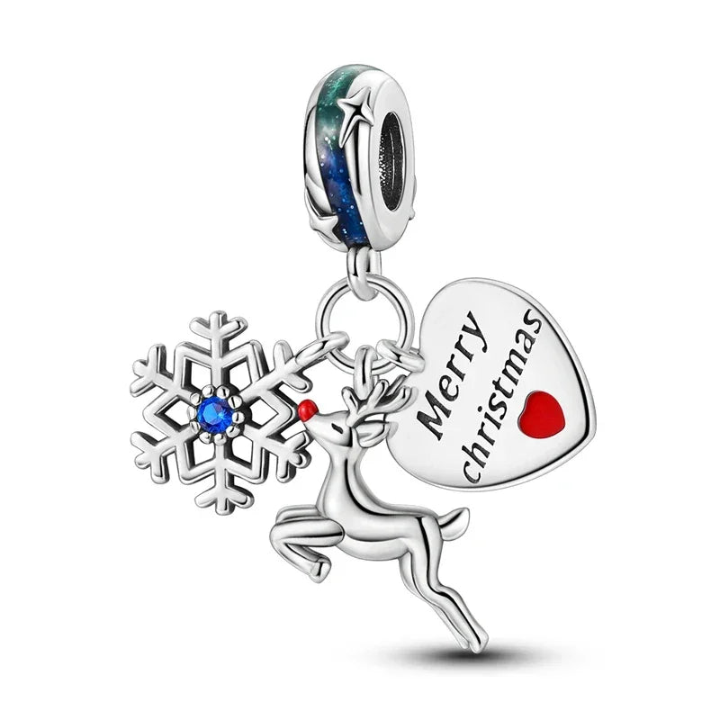 925 Silver Christmas Charm - Polar Bear Santa Snowman | Festive Gift