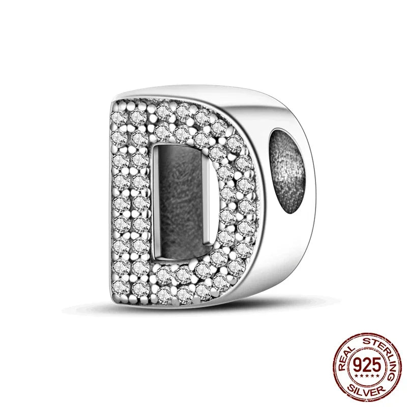 925 Silver Zircon Letter Charms A-Z | Pandora Compatible