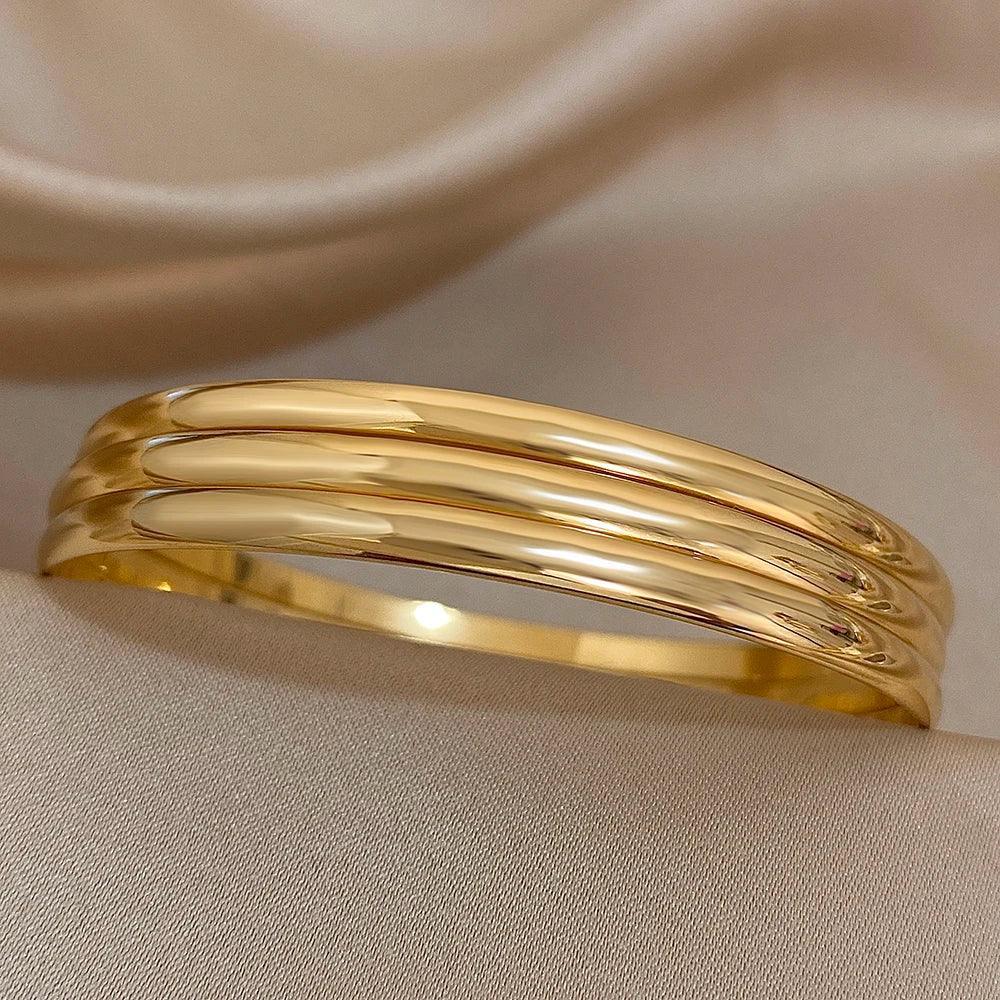 18k Gold Plated Bangle Set | Stackable Bracelets | Jewel Breeze