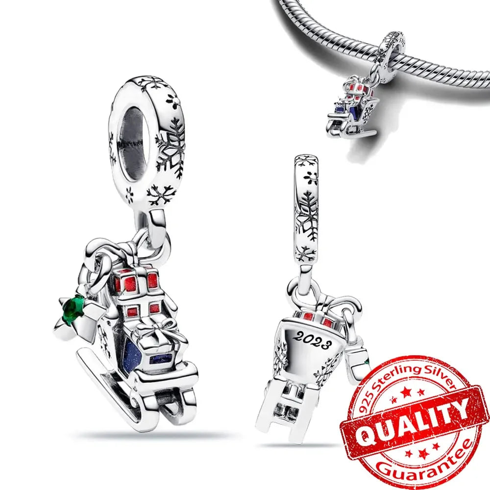 925 Silver Christmas Charm - Polar Bear Santa Snowman | Festive Gift