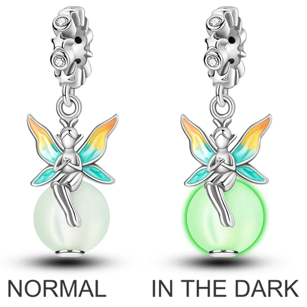 Sterling Silver Luminous Firefly Charm Bead | Fits Pandora Style Bracelets