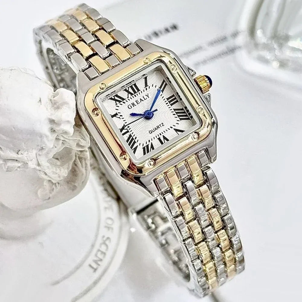 Gold | Silver Tone Vintage Bracelet Watch | Elegant Roman Dial Women’s Luxury Timepiece
