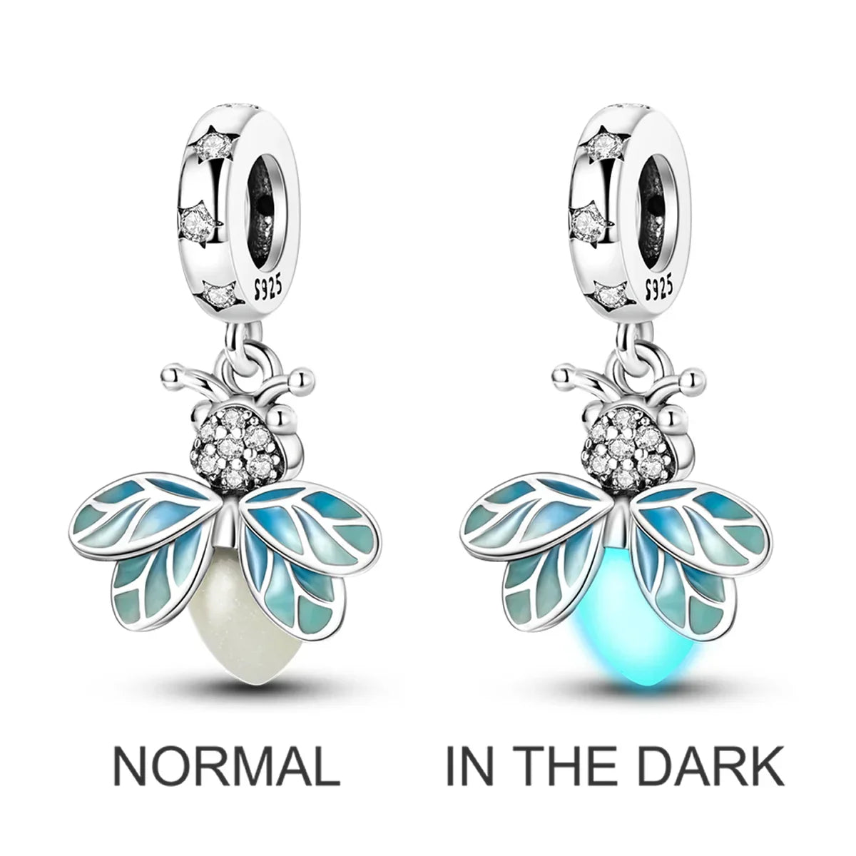 Sterling Silver Luminous Firefly Charm Bead | Fits Pandora Style Bracelets