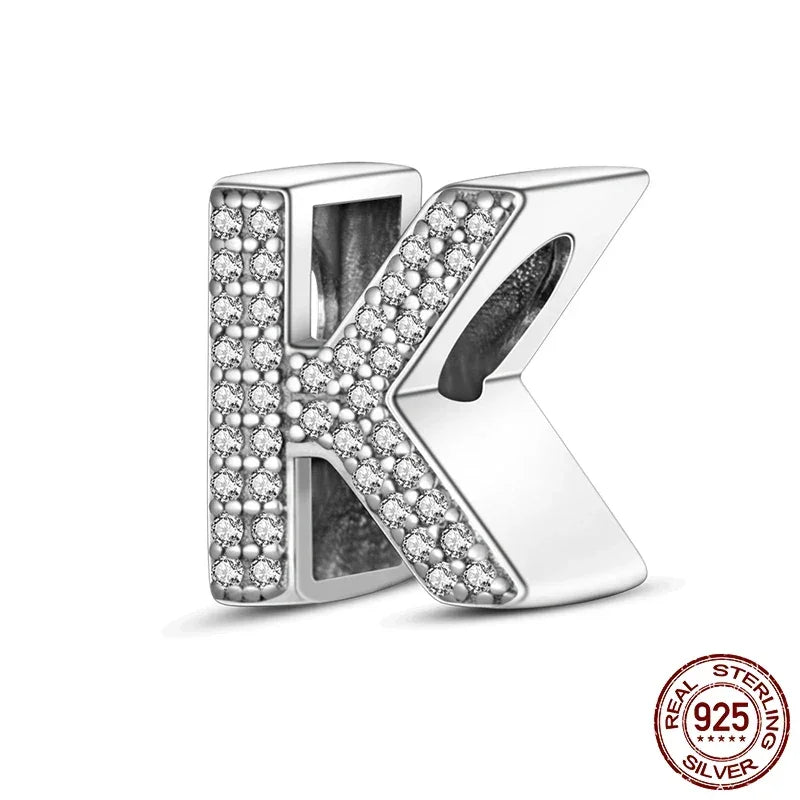 925 Silver Zircon Letter Charms A-Z | Pandora Compatible