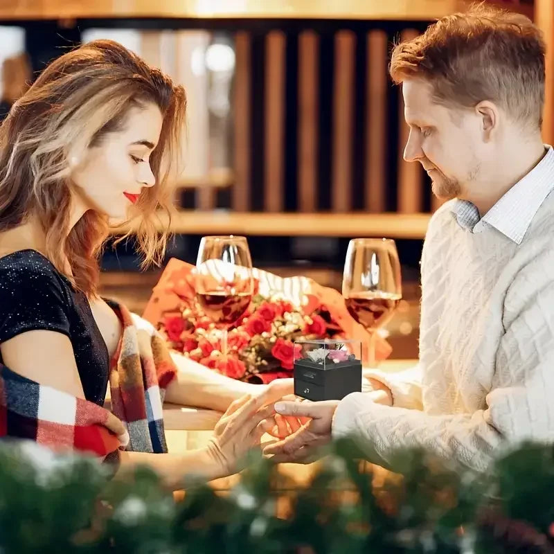 Christmas Gift Ready Ocean Heart Love Necklace with Eternal Rose Set