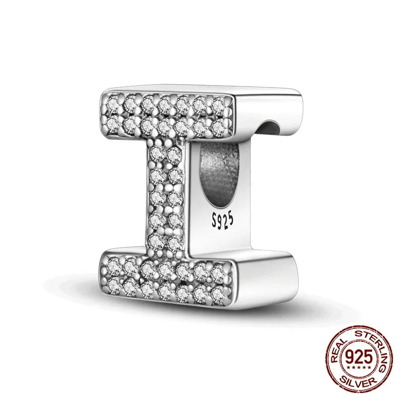 925 Silver Zircon Letter Charms A-Z | Pandora Compatible