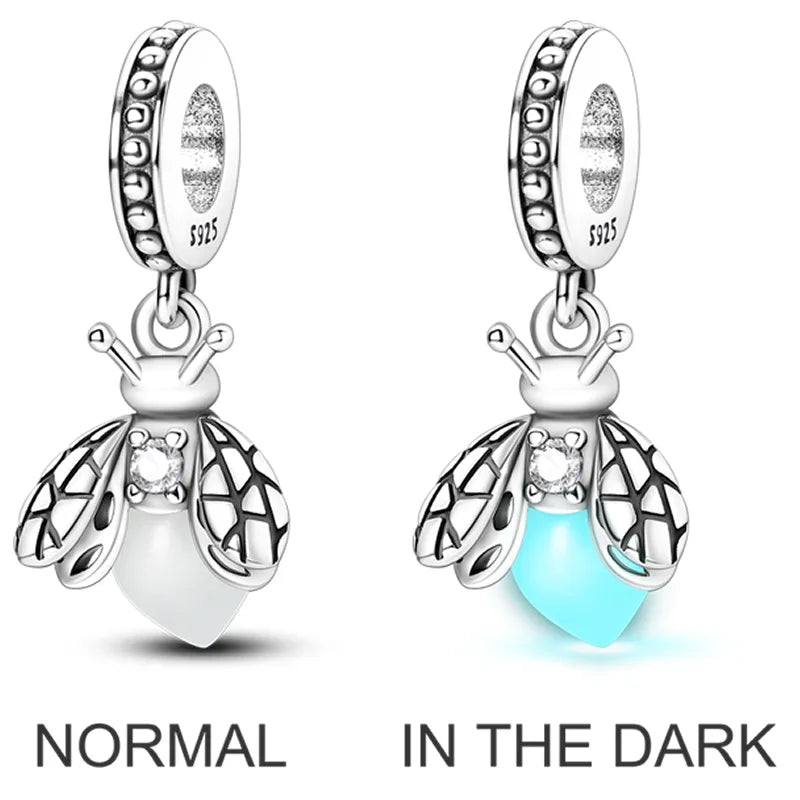 Sterling Silver Luminous Firefly Charm Bead | Fits Pandora Style Bracelets