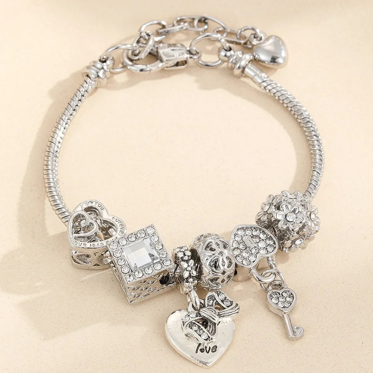 Stainless Steel Multi-Element Charm Bracelet | Beaded Jewellery