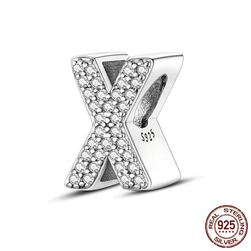 925 Silver Zircon Letter Charms A-Z | Pandora Compatible
