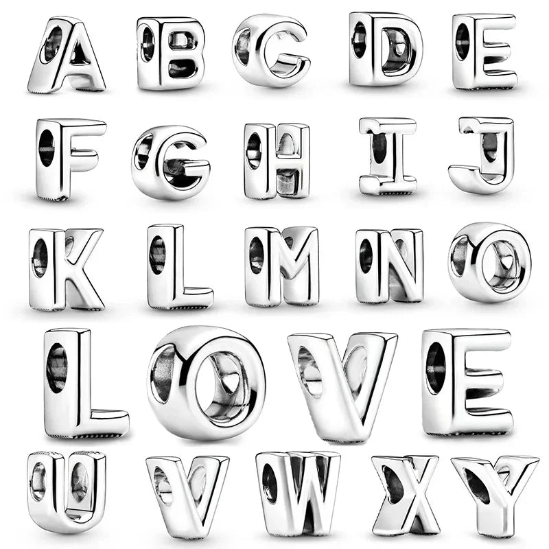 Silver 925 Alphabet Charm A-Z | Fits Pandora Style Bracelet