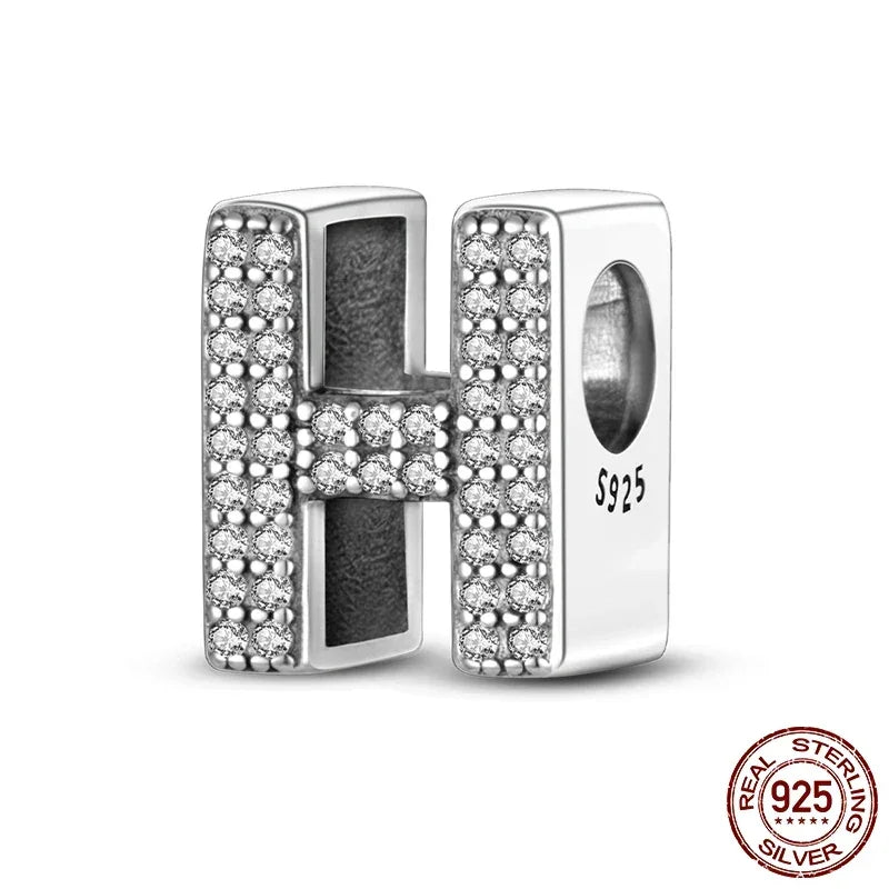 925 Silver Zircon Letter Charms A-Z | Pandora Compatible
