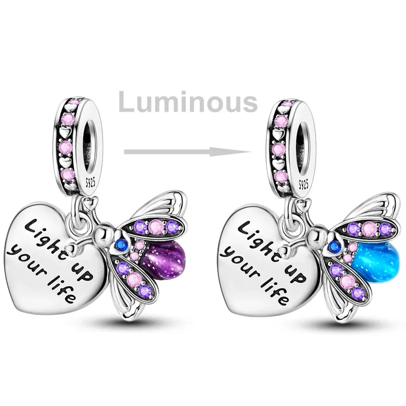 Sterling Silver Luminous Firefly Charm Bead | Fits Pandora Style Bracelets