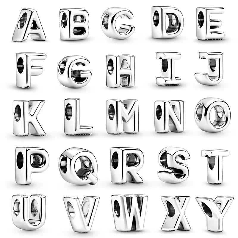 Silver 925 Alphabet Charm A-Z | Fits Pandora Style Bracelet