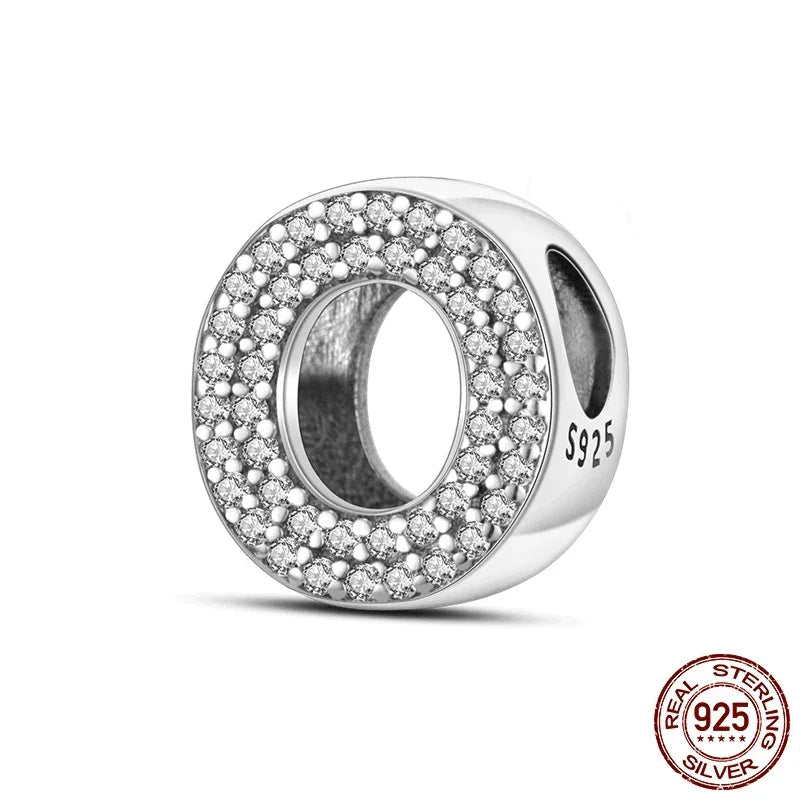 925 Silver Zircon Letter Charms A-Z | Pandora Compatible