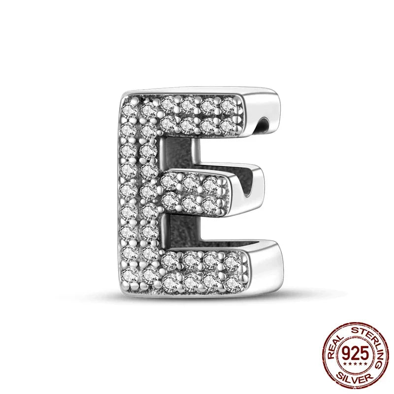 925 Silver Zircon Letter Charms A-Z | Pandora Compatible