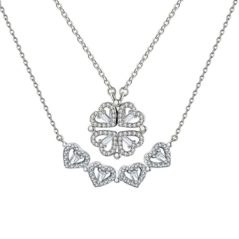 Stainless Steel Magnetic Clover 2 in 1 Heart Necklace | Gift For Her
