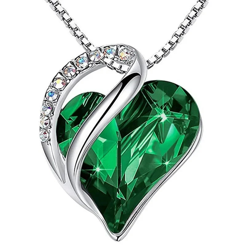 Sterling Silver Birthstone Necklace for Women | Infinity Love Heart with Healing Crystals