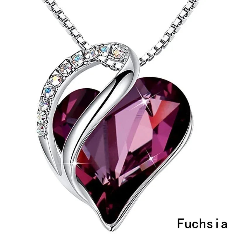 Sterling Silver Birthstone Necklace for Women | Infinity Love Heart with Healing Crystals