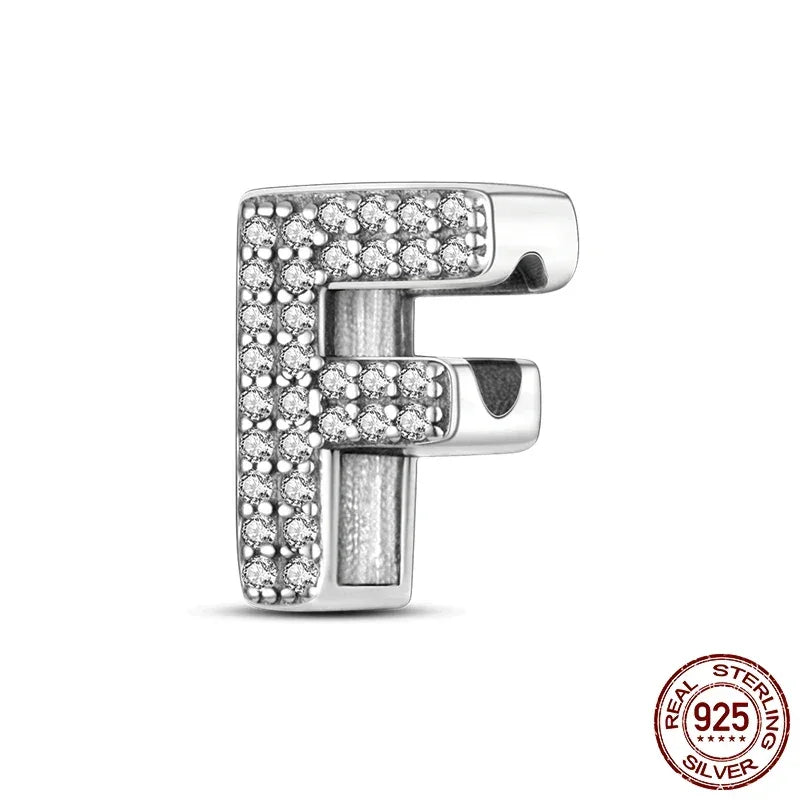 925 Silver Zircon Letter Charms A-Z | Pandora Compatible