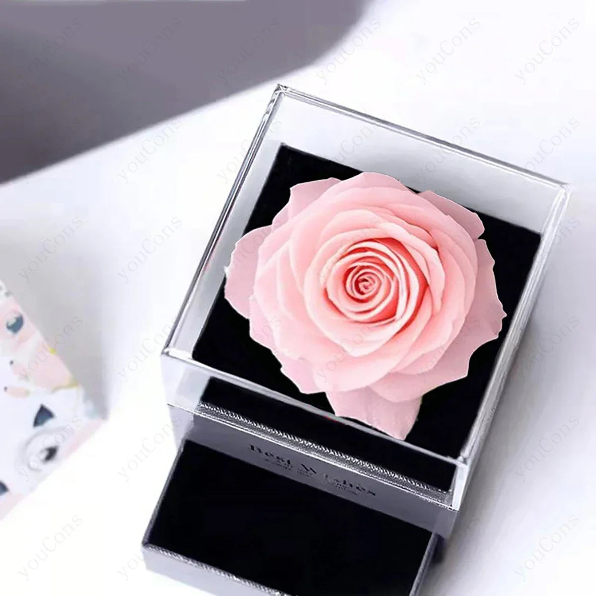 Heart Zircon Necklace with Forever Rose | Christmas Gift for Her