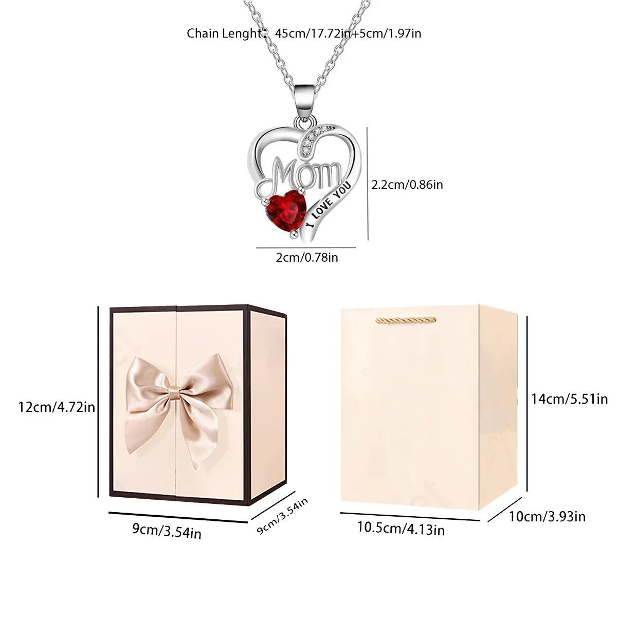 Birthstone Heart Necklace with Eternal Rose Bear | Christmas Gift for Mom