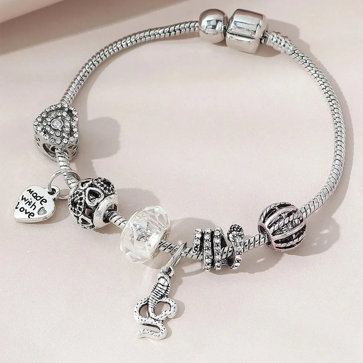 Stainless Steel Multi-Element Charm Bracelet | Beaded Jewellery