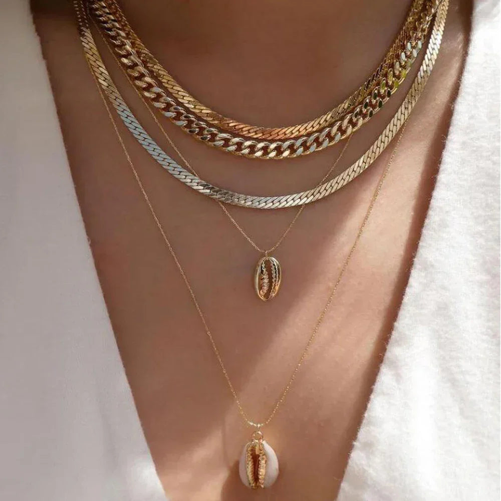 Multi-Layer Necklace Set | Boho Gold Crystal Pendants | Gift