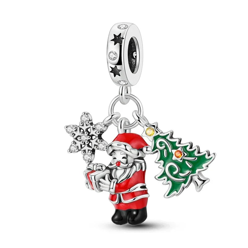 925 Silver Christmas Charm - Polar Bear Santa Snowman | Festive Gift