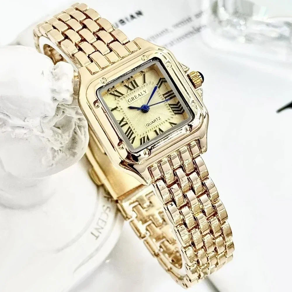 Gold | Silver Tone Vintage Bracelet Watch | Elegant Roman Dial Women’s Luxury Timepiece