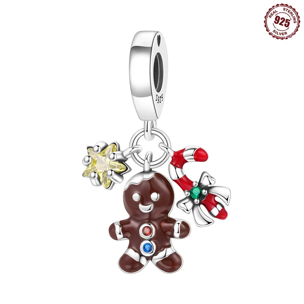 925 Silver Christmas Charm - Polar Bear Santa Snowman | Festive Gift