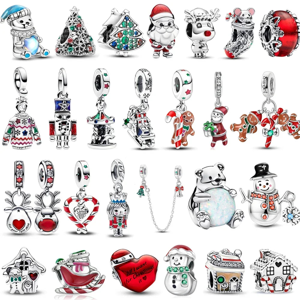 925 Silver Christmas Charm - Polar Bear Santa Snowman | Festive Gift