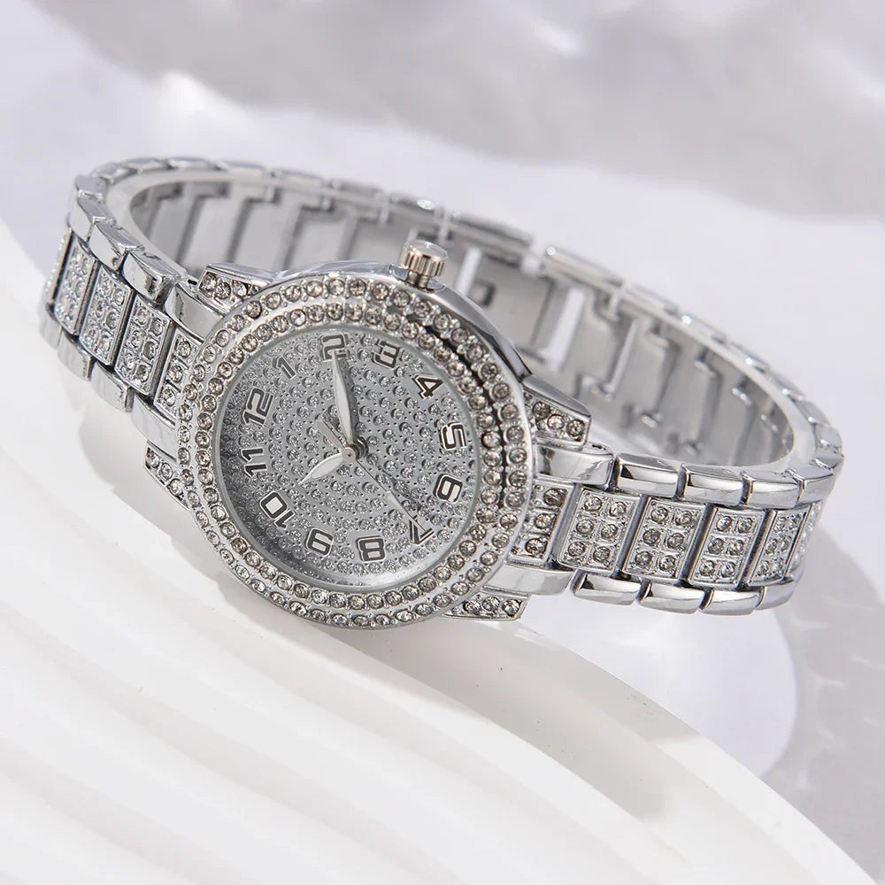 6-Piece Rhinestone Watch & Jewellery Set | Christmas Gift