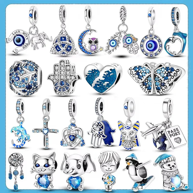 Blue Series | Sterling Silver Charms | Fits Pandora Style Bracelet