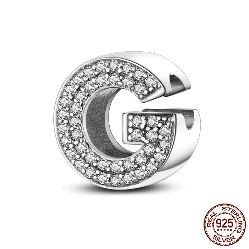 925 Silver Zircon Letter Charms A-Z | Pandora Compatible